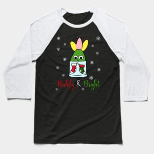 Prickly And Bright - Hybrid Cactus In Christmas Themed Pot Baseball T-Shirt